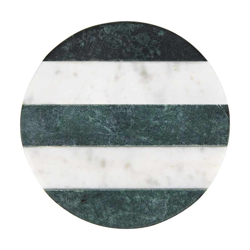 Maxwell & Williams Collective Round Marble Coaster 10cm Green Stripe image number 0